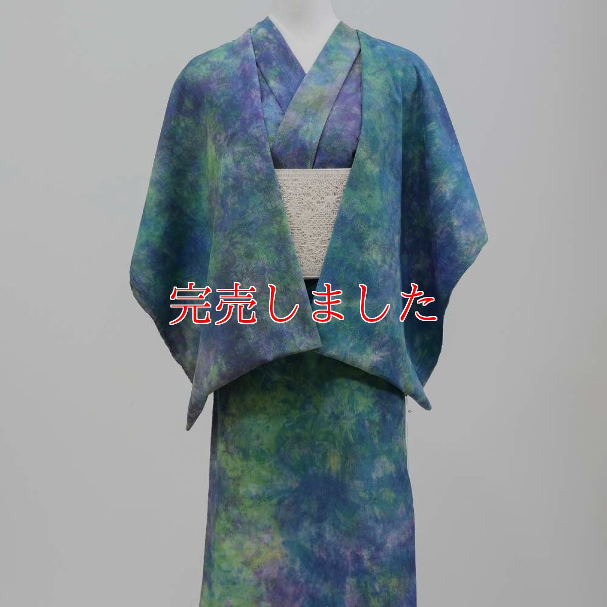 画像2: 洗える木綿着物｜彩睡蓮シリーズ「静藍の池」綿100％｜ひでや工房 (2)