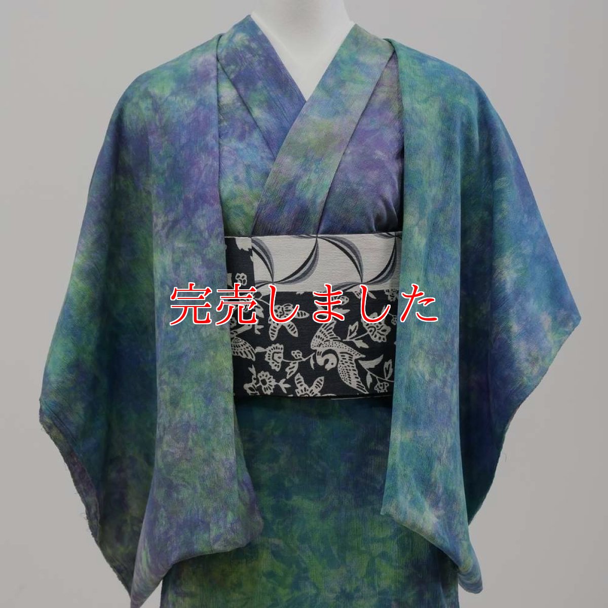 画像4: 洗える木綿着物｜彩睡蓮シリーズ「静藍の池」綿100％｜ひでや工房 (4)