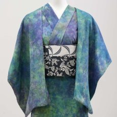 画像4: 洗える木綿着物｜彩睡蓮シリーズ「静藍の池」綿100％｜ひでや工房 (4)