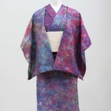 画像3: 洗える木綿着物｜彩睡蓮シリーズ「茜映の池」綿100％｜ひでや工房 (3)