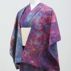 画像4: 洗える木綿着物｜彩睡蓮シリーズ「茜映の池」綿100％｜ひでや工房 (4)