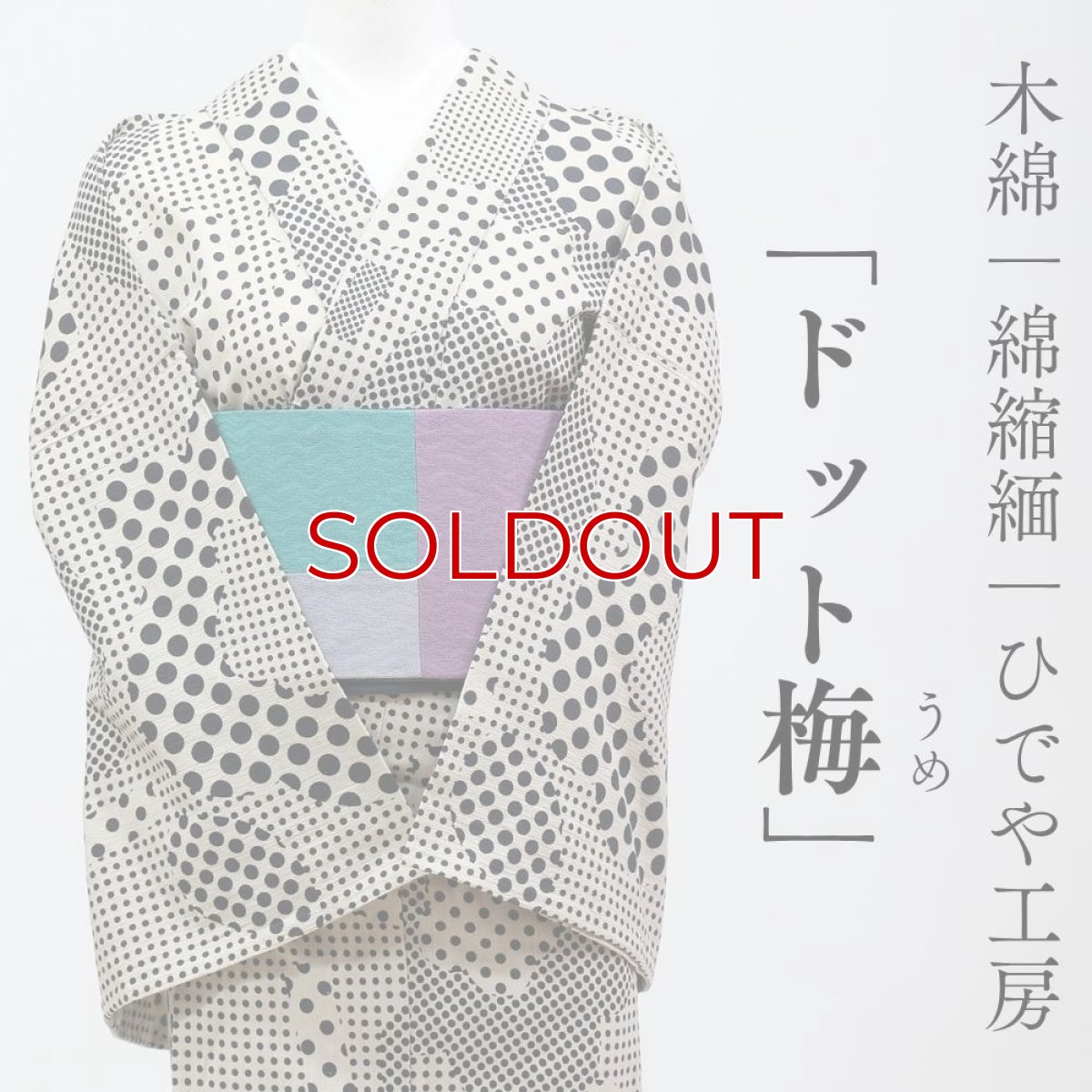 画像1: 洗える木綿着物「ドット梅」綿100％｜仕立て上がり品｜ひでや工房 (1)