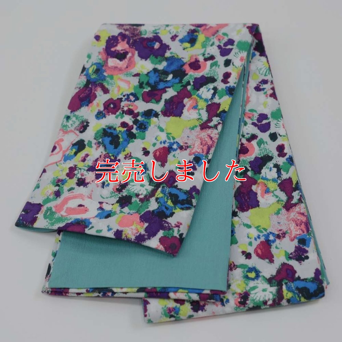 画像2: 半幅帯「油彩ブロッサム」｜綿縮緬｜ひでや工房 (2)