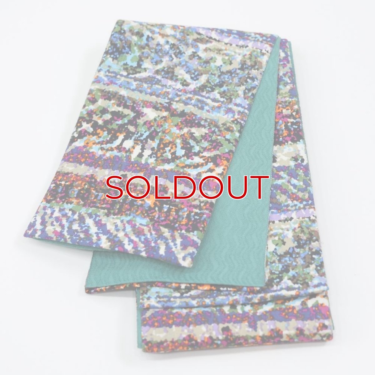 画像2: 半幅帯「油彩ミルフィーユ」｜綿縮緬｜ひでや工房 (2)