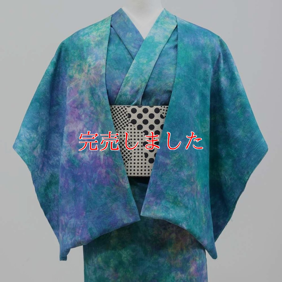 画像2: 洗える木綿着物｜彩睡蓮シリーズ「翡翠の池」綿100％｜ひでや工房 (2)