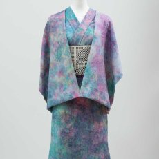 画像2: 洗える木綿着物｜彩睡蓮シリーズ「花霞の池」綿100％｜ひでや工房 (2)