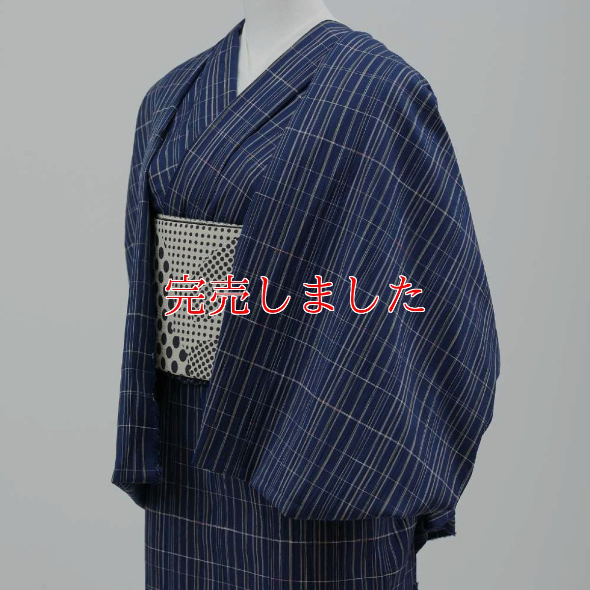 画像3: 洗える木綿着物「宵紺格子」綿縮緬｜ひでや工房 (3)