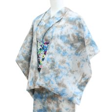 画像2: ひでや工房 綿縮緬ムラ染め着物 彩睡蓮〈雲影の池〉 (2)