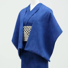 画像2: ひでや工房 綿縮緬ムラ染め着物 彩睡蓮〈瑠璃の池〉 (2)