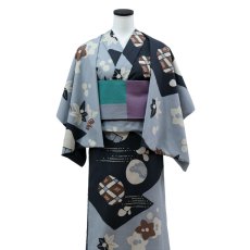 画像2: 《もたはん限定》ひでや工房｜綿縮緬「復刻辻ヶ花」銀鼠×墨黒 (2)