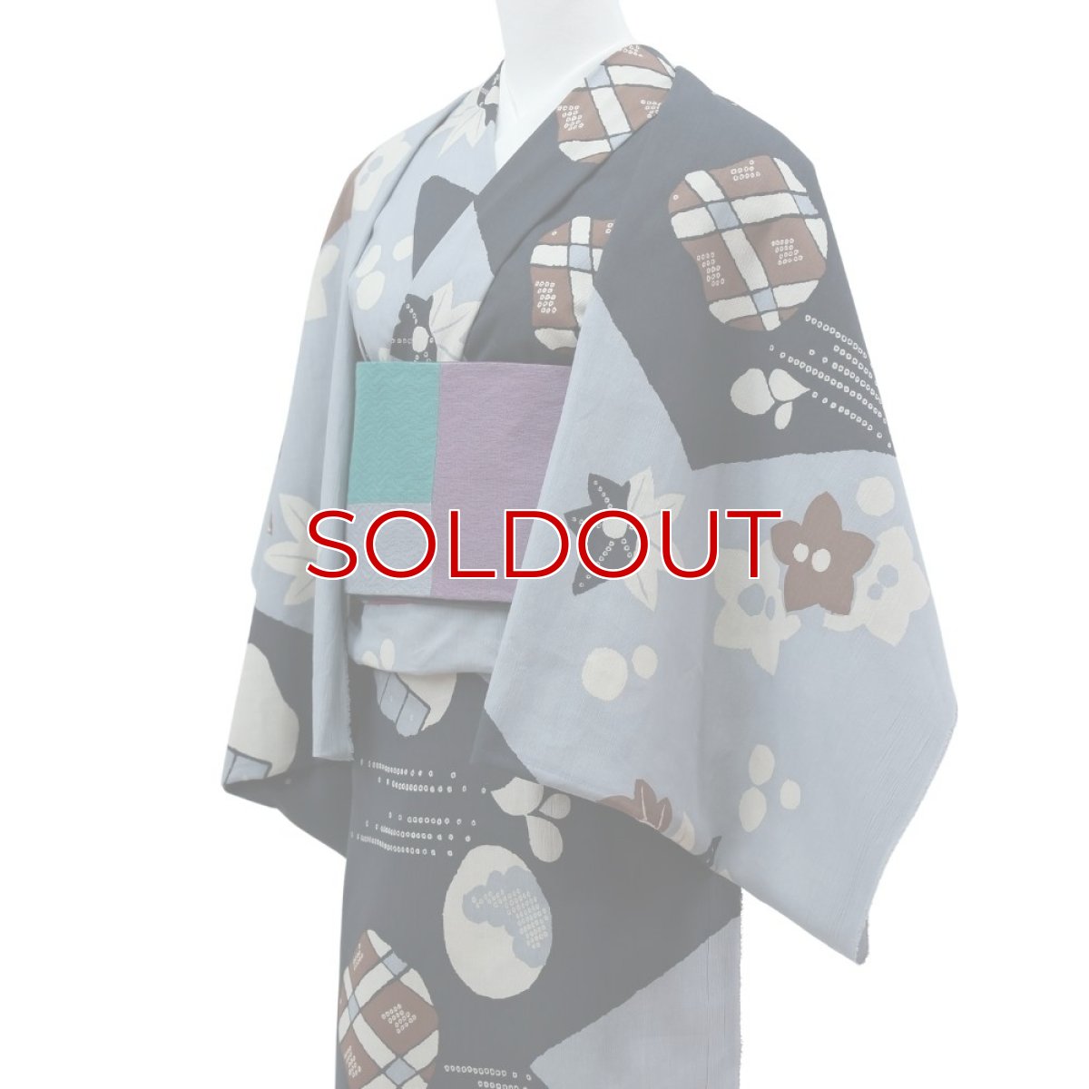 画像3: 《もたはん限定》ひでや工房｜綿縮緬「復刻辻ヶ花」銀鼠×墨黒 (3)