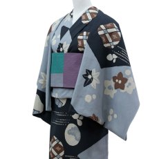 画像3: 《もたはん限定》ひでや工房｜綿縮緬「復刻辻ヶ花」銀鼠×墨黒 (3)