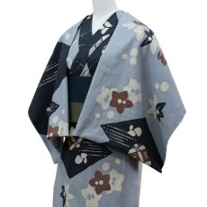 画像5: 《もたはん限定》ひでや工房｜綿縮緬「復刻辻ヶ花」銀鼠×墨黒 (5)