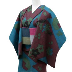 画像5: 《もたはん限定》ひでや工房｜綿縮緬「復刻辻ヶ花」青緑×葡萄 (5)