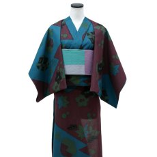 画像6: 《もたはん限定》ひでや工房｜綿縮緬「復刻辻ヶ花」青緑×葡萄 (6)