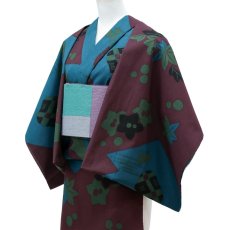 画像7: 《もたはん限定》ひでや工房｜綿縮緬「復刻辻ヶ花」青緑×葡萄 (7)