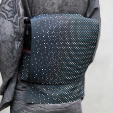 画像1: 博多八寸帯「雨音」留紺｜コレカラキモノ企画室 (1)