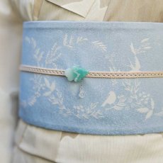 画像7: 両面半幅帯「晴風」深緑×水色｜コレカラキモノ企画室 (7)