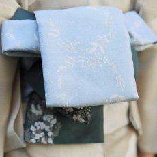 画像8: 両面半幅帯「晴風」深緑×水色｜コレカラキモノ企画室 (8)