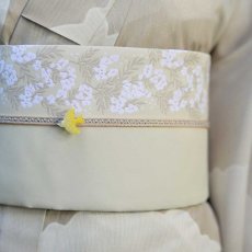 画像1: 両面半幅帯「晴風」アイボリー×墨黒｜コレカラキモノ企画室 (1)