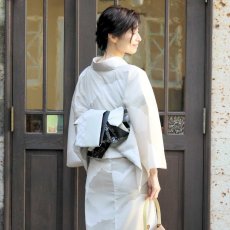 画像4: 両面半幅帯「晴風」アイボリー×墨黒｜コレカラキモノ企画室 (4)