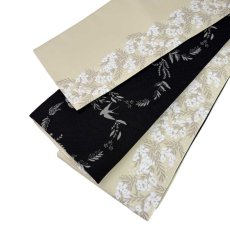 画像12: 両面半幅帯「晴風」アイボリー×墨黒｜コレカラキモノ企画室 (12)