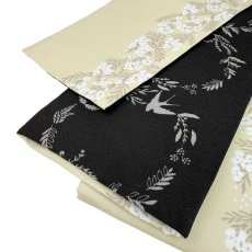 画像13: 両面半幅帯「晴風」アイボリー×墨黒｜コレカラキモノ企画室 (13)