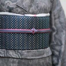 画像5: 洗える綿麻着物「地層」墨黒｜板締め絞り｜コレカラキモノ企画室 (5)