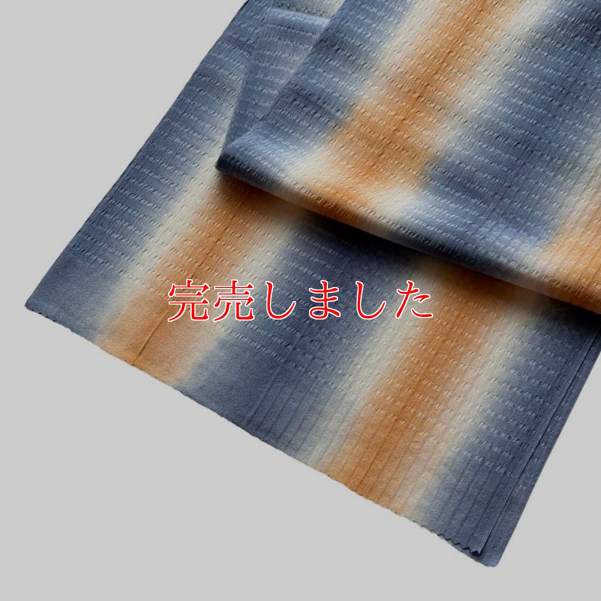 画像1: 【藤井絞】通年使える2WAY帯揚げ「花結」ブルー×オレンジ｜リボン絞り・絹100％｜コレカラキモノ企画室 (1)