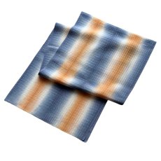 画像2: 【藤井絞】通年使える2WAY帯揚げ「花結」ブルー×オレンジ｜リボン絞り・絹100％｜コレカラキモノ企画室 (2)