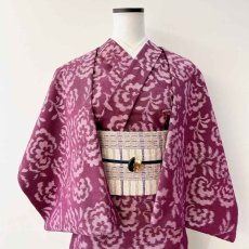 画像4: 久留米絣・野村織物「コットンフラワー」あずきパープル (4)