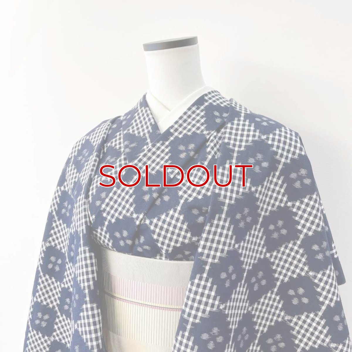 画像4: 久留米絣・野村織物「花菱格子」もたはん別注 (4)