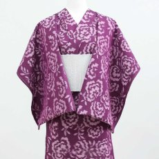 画像3: 久留米絣｜野村織物「コットンフラワー」あずきパープル｜木綿着物 (3)