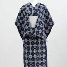 画像4: 久留米絣｜野村織物「花菱格子」｜洗える木綿着物 (4)