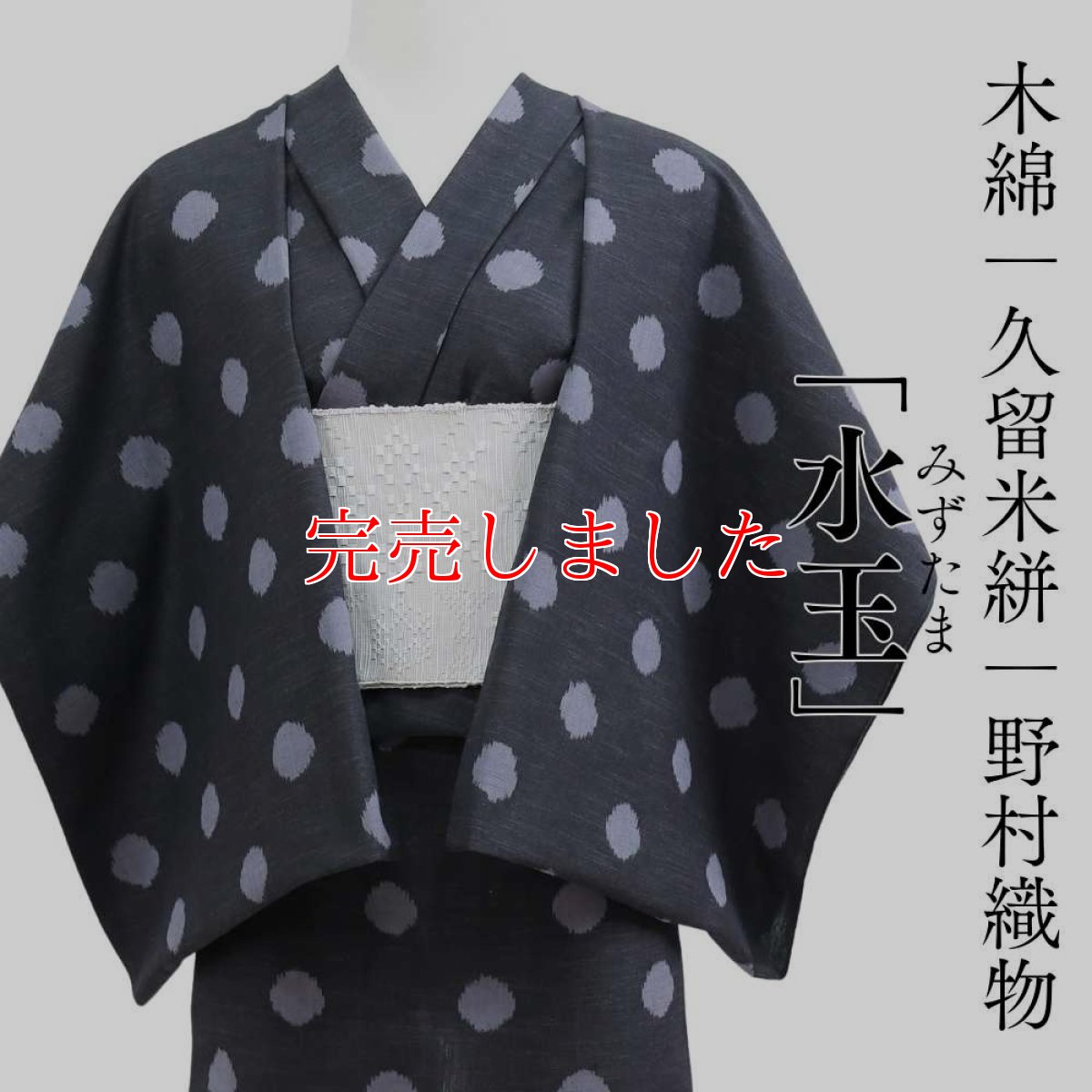 画像1: 久留米絣｜野村織物「水玉」｜木綿着物 (1)