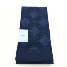 画像4: OLNさんの半幅帯　en coton「格子菱」navy blue (4)
