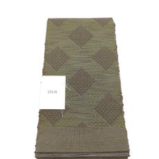画像4: OLNさんの半幅帯　en coton「格子菱」olive (4)