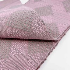 画像6: OLNさんの半幅帯　en coton「格子菱」grayish pink (6)