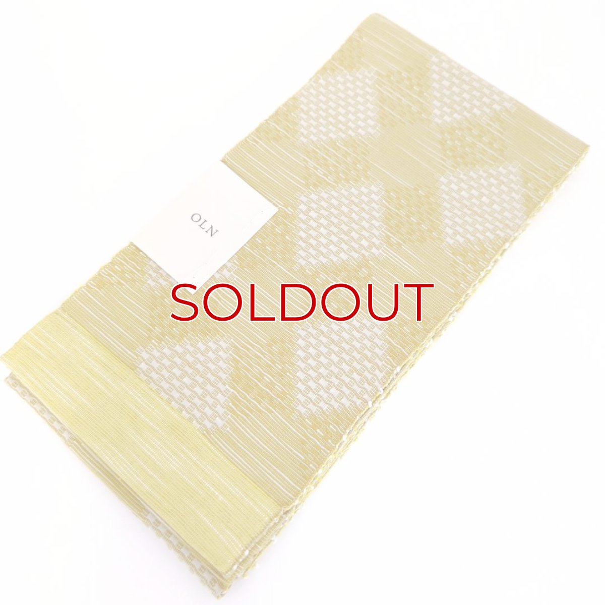 画像2: OLNさんの半幅帯　en coton「格子菱」powder yellow (2)