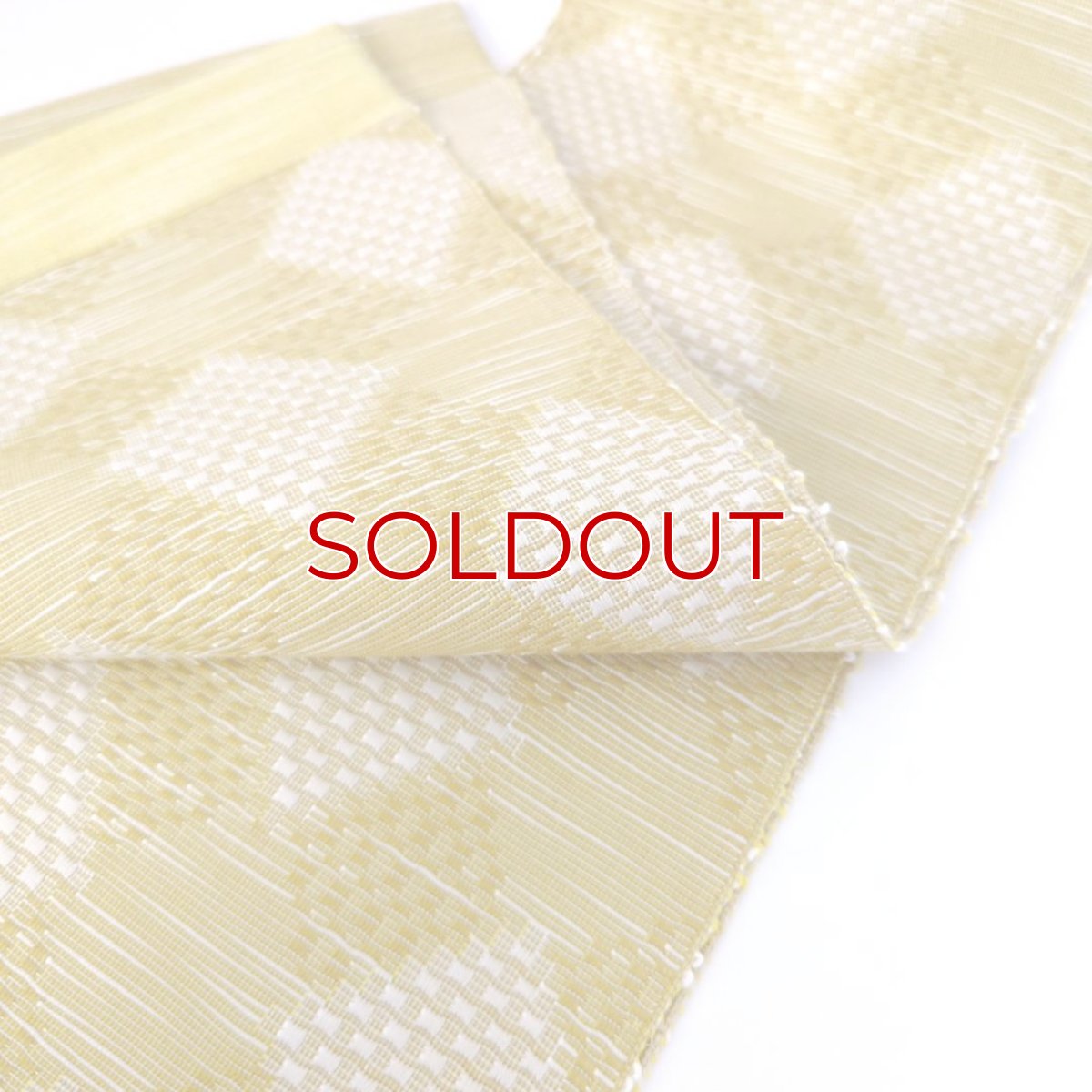 画像7: OLNさんの半幅帯　en coton「格子菱」powder yellow (7)