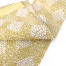 画像7: OLNさんの半幅帯　en coton「格子菱」powder yellow (7)