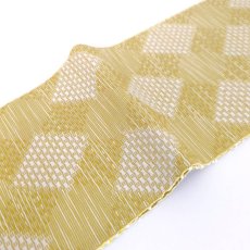 画像8: OLNさんの半幅帯　en coton「格子菱」powder yellow (8)