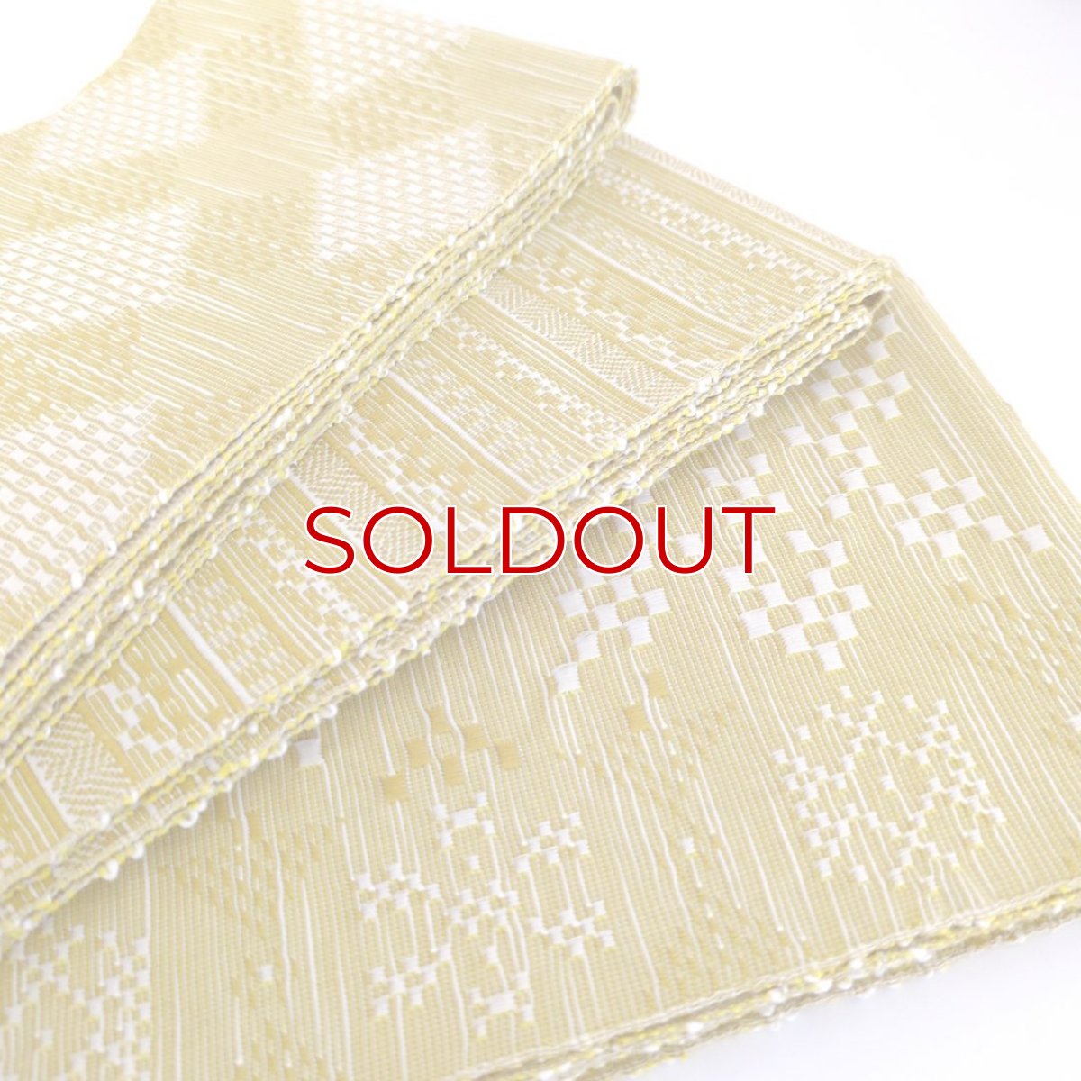 画像9: OLNさんの半幅帯　en coton「格子菱」powder yellow (9)