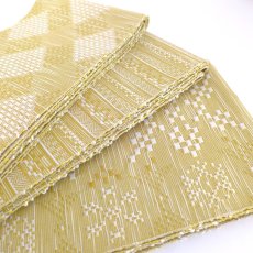 画像9: OLNさんの半幅帯　en coton「格子菱」powder yellow (9)