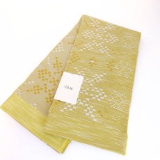 画像4: OLNさんの半幅帯　en coton「雪花」powder yellow (4)