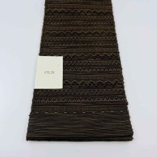 画像4: OLNさんの半幅帯　en coton「段々」chocolate brown (4)