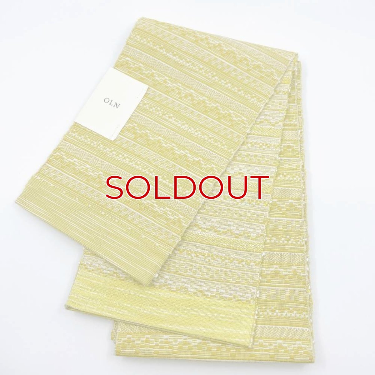 画像6: OLNさんの半幅帯　en coton「段々」powder yellow (6)