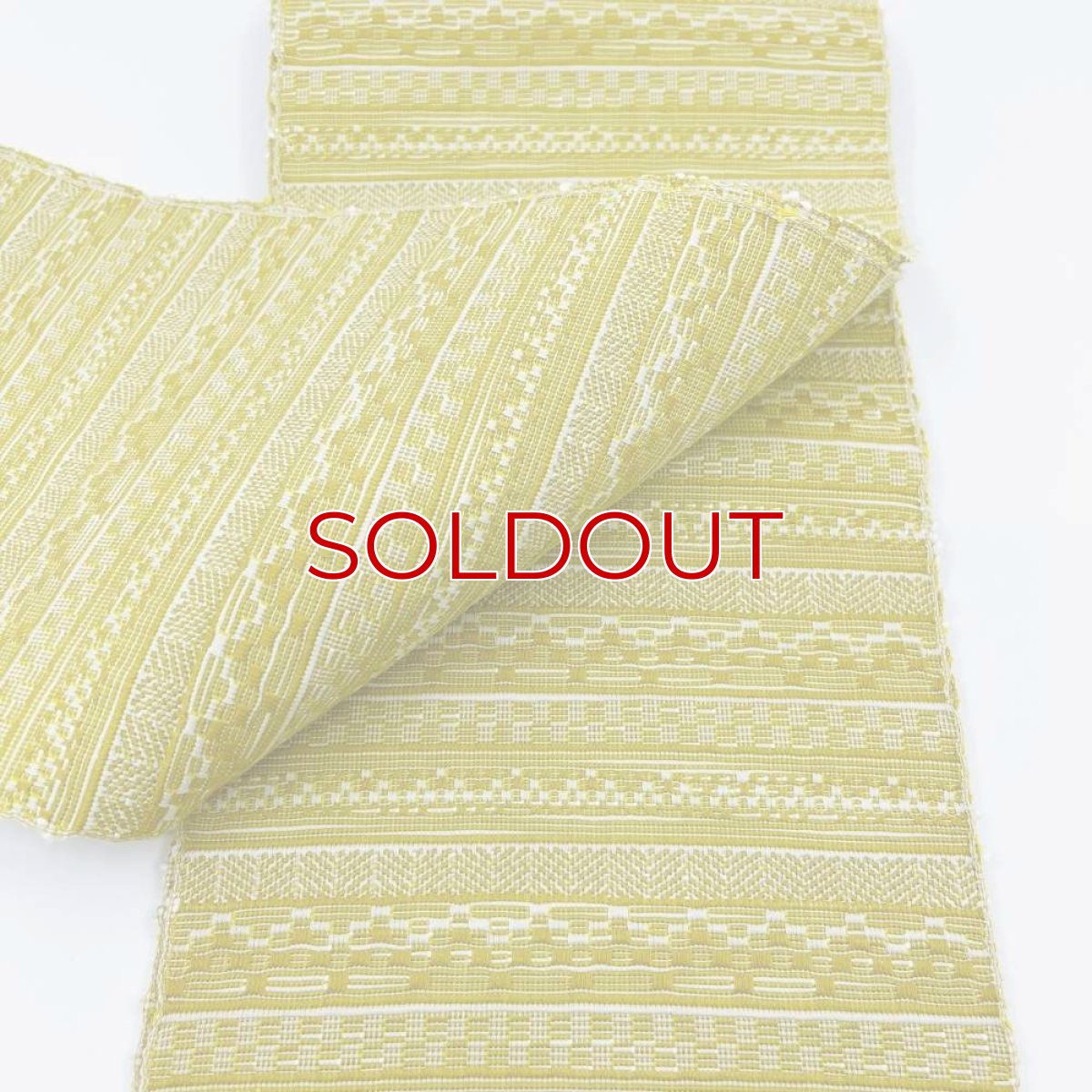 画像7: OLNさんの半幅帯　en coton「段々」powder yellow (7)