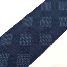 画像2: OLNさんの半幅帯　en coton「格子菱」navy blue (2)