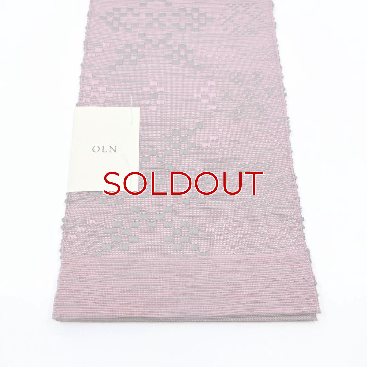 画像4: OLNさんの半幅帯　en coton「雪花」grayish pink (4)